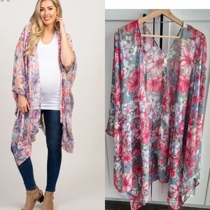 Pinkblush Floral Kimono Cardigan - Pink and Blue